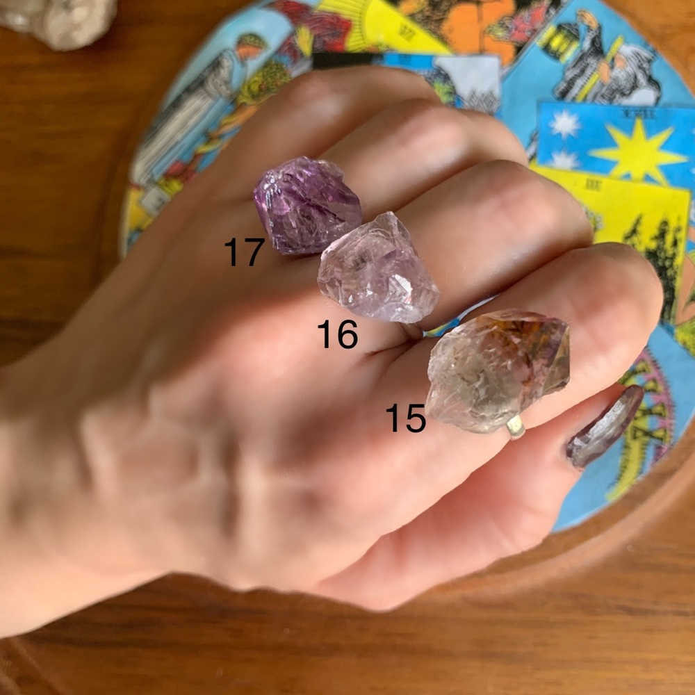 Raw amethyst rings